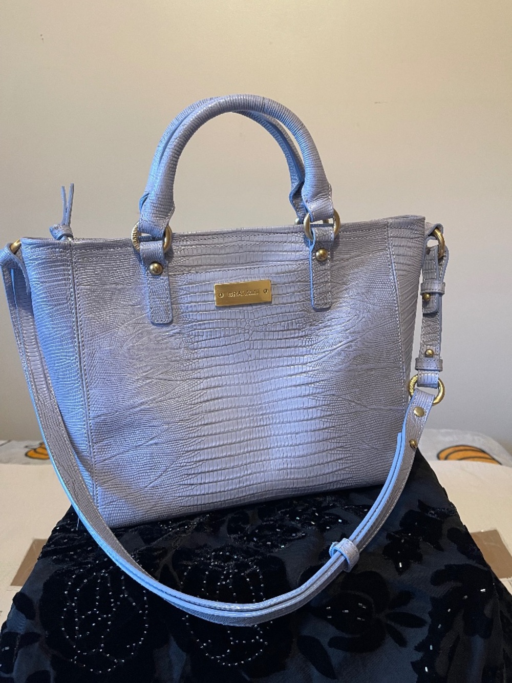 Brahmin Satchel crossbody in Periwinkle blue